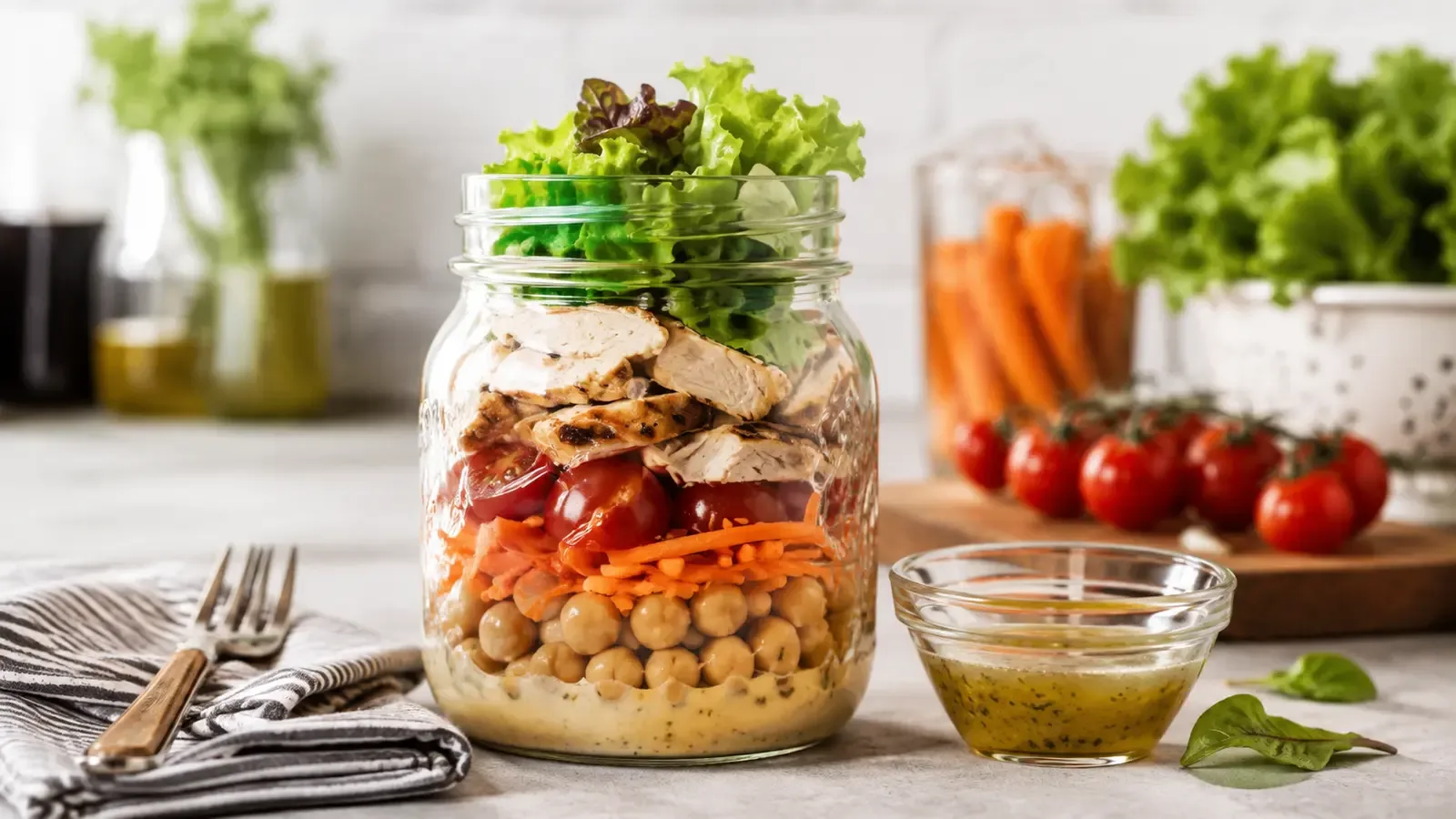 Salada no Pote com Frango: Receita Prática para a Semana
